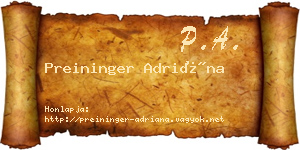 Preininger Adriána névjegykártya